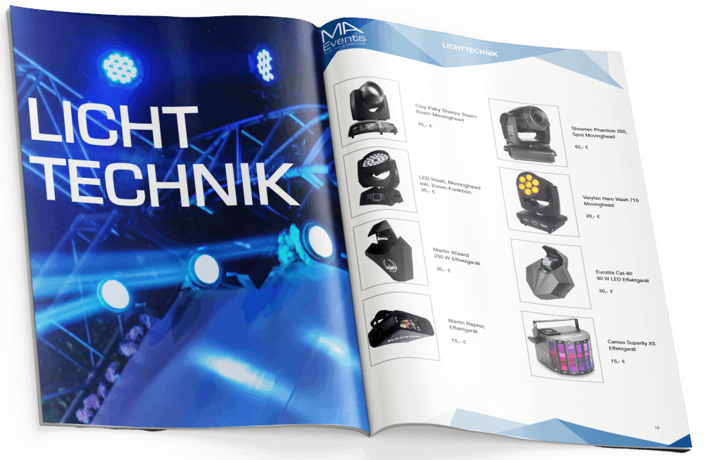 MA-Events Privatkundenkatalog MA Events Dryhire Miete Eventtechnik c